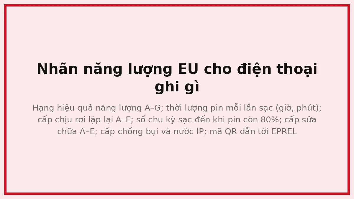 Thẻ chú thích bảy phần trên nhãn năng lượng EU dành cho điện thoại